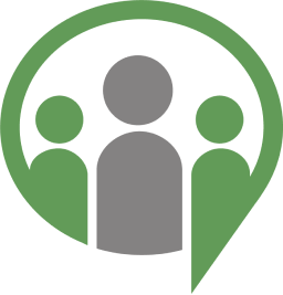 A green icon with two people in a circle.