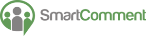 Smart comments logo with two people and a green background.