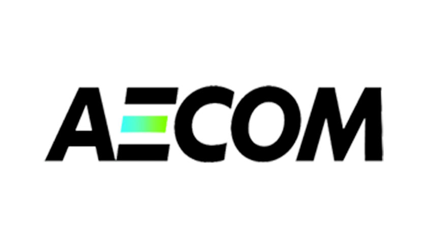 Aecom logo on a white background.