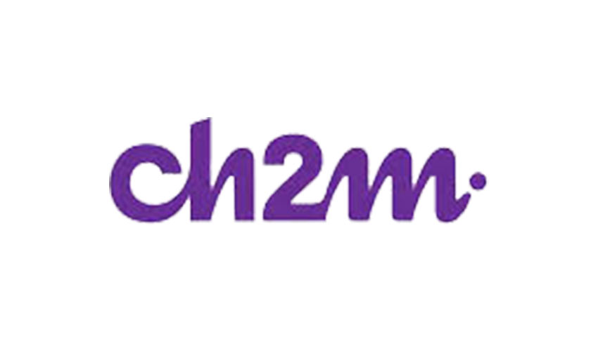 A purple logo with the word ch2m.