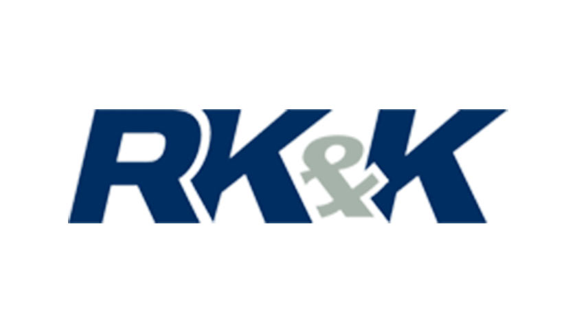 The logo for rk & k.